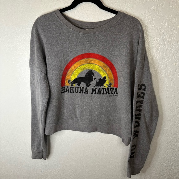 The Lion King Sweatshirt - Women Small - Gray Hakuna Matata Graphic Pullover - Picture 2 of 7
